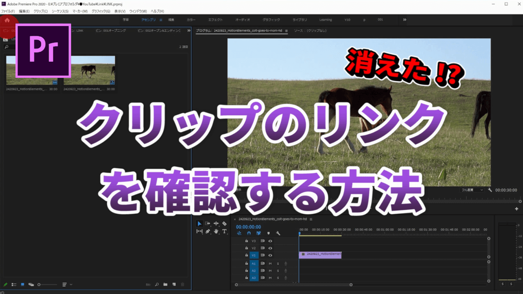 プレミアプロで消えたクリップを復活させる方法 初心者のための動画編集 Premiere Pro 実際の使い方 ムービーハーツ